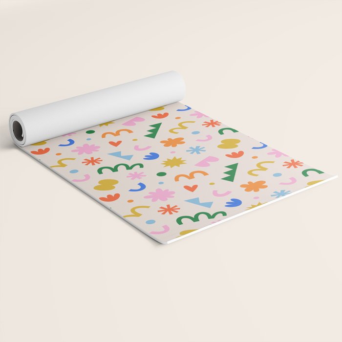 Fun colorful abstract organic shape art pattern Yoga Mat Gallery Image 2