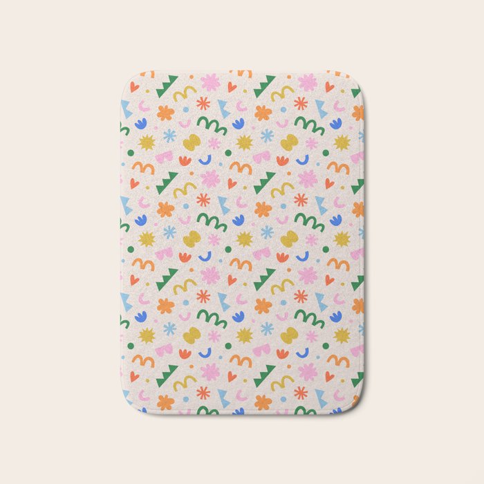 Fun colorful abstract organic shape art pattern Bath Mat Gallery Image 1