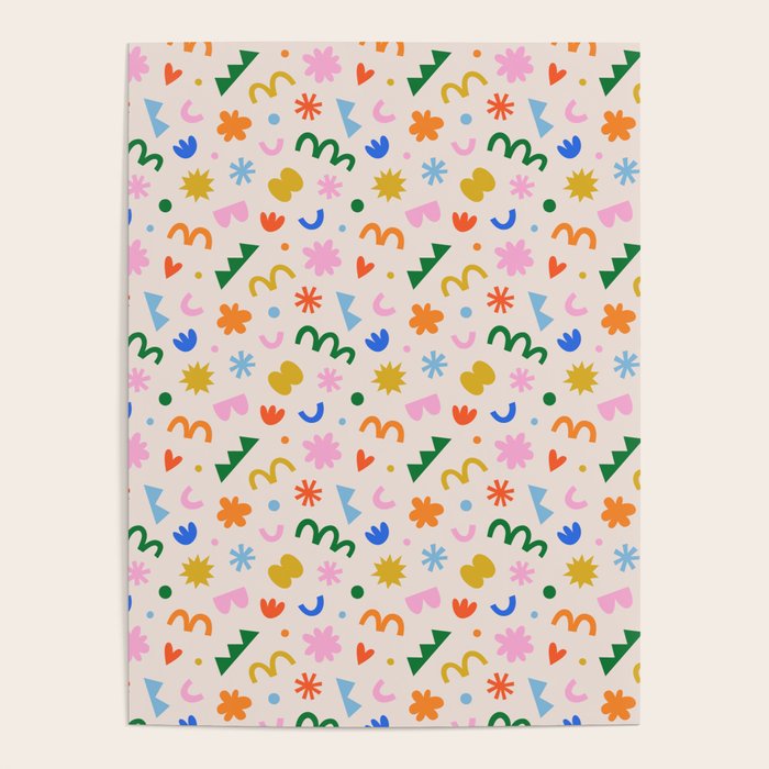 Fun colorful abstract organic shape art pattern Poster Gallery Image 1