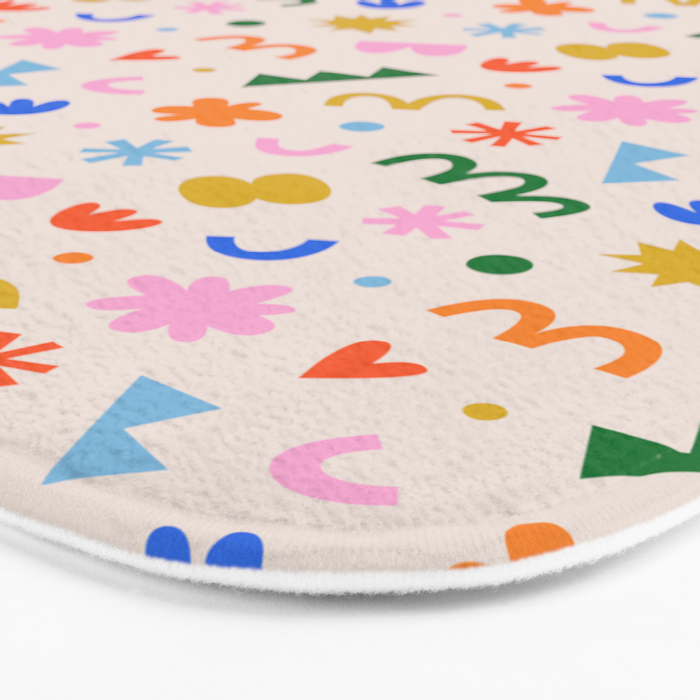 Fun colorful abstract organic shape art pattern Bath Mat Gallery Image 3