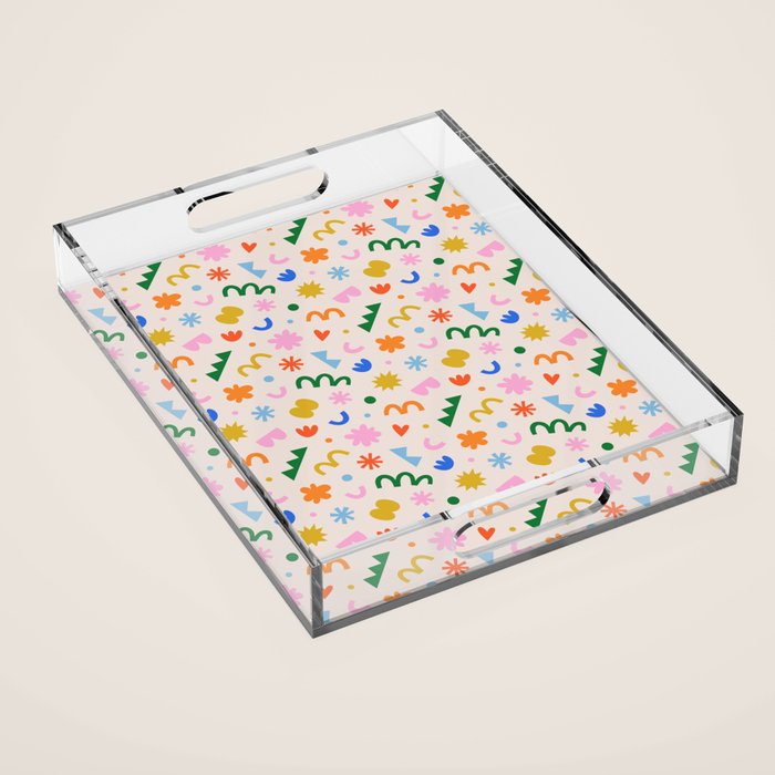 Fun colorful abstract organic shape art pattern Acrylic Tray Gallery Image 1