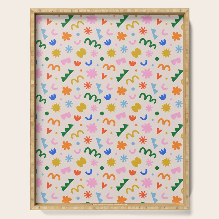 Fun colorful abstract organic shape art pattern Serving Tray Gallery Image 1