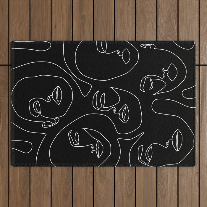 Faces in Dark Outdoor Rug Gallery Image 1