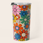 Groovy Retro Garden Flowers Colorful 60s 70s Floral Pattern Travel Mug Gallery Image 3