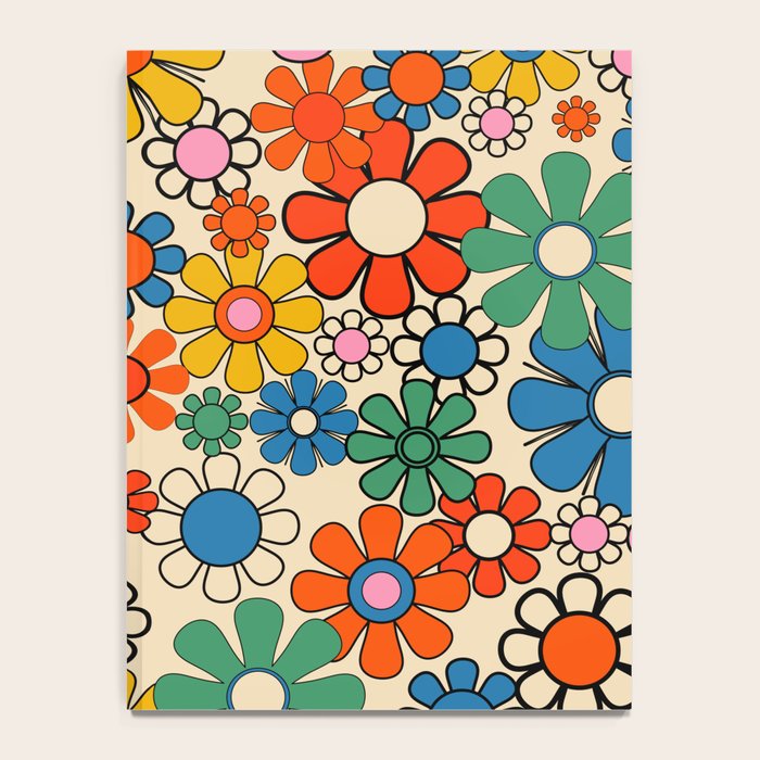 Groovy Retro Garden Flowers Colorful 60s 70s Floral Pattern Notebook Gallery Image 4