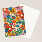 Groovy Retro Garden Flowers Colorful 60s 70s Floral Pattern Stationery Card Gallery Image 2