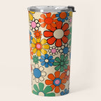 Groovy Retro Garden Flowers Colorful 60s 70s Floral Pattern Travel Mug Gallery Image 2