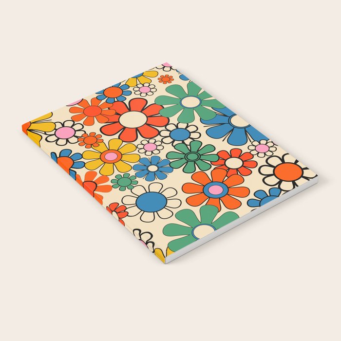 Groovy Retro Garden Flowers Colorful 60s 70s Floral Pattern Notebook Gallery Image 2