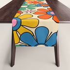 Groovy Retro Garden Flowers Colorful 60s 70s Floral Pattern Table Runner Gallery Image 1