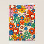 Groovy Retro Garden Flowers Colorful 60s 70s Floral Pattern Stationery Card Gallery Image 2