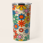 Groovy Retro Garden Flowers Colorful 60s 70s Floral Pattern Travel Mug Gallery Image 1