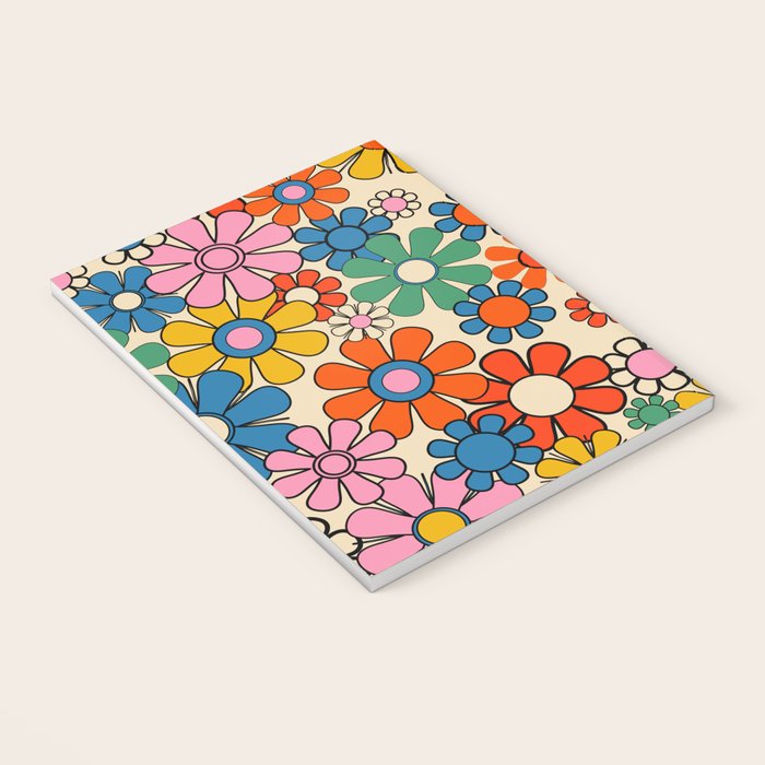 Groovy Retro Garden Flowers Colorful 60s 70s Floral Pattern Notebook Gallery Image 3