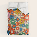Groovy Retro Garden Flowers Colorful 60s 70s Floral Pattern Comforter Gallery Image 6