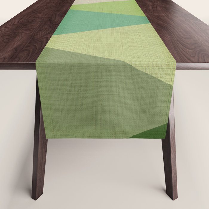 geometric mid century abstract nature green Table Runner Gallery Image 1