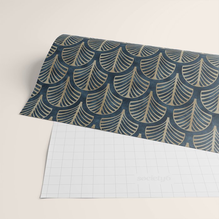 Art Deco, Decorative Fan Leaves Wrapping Paper Gallery Image 2