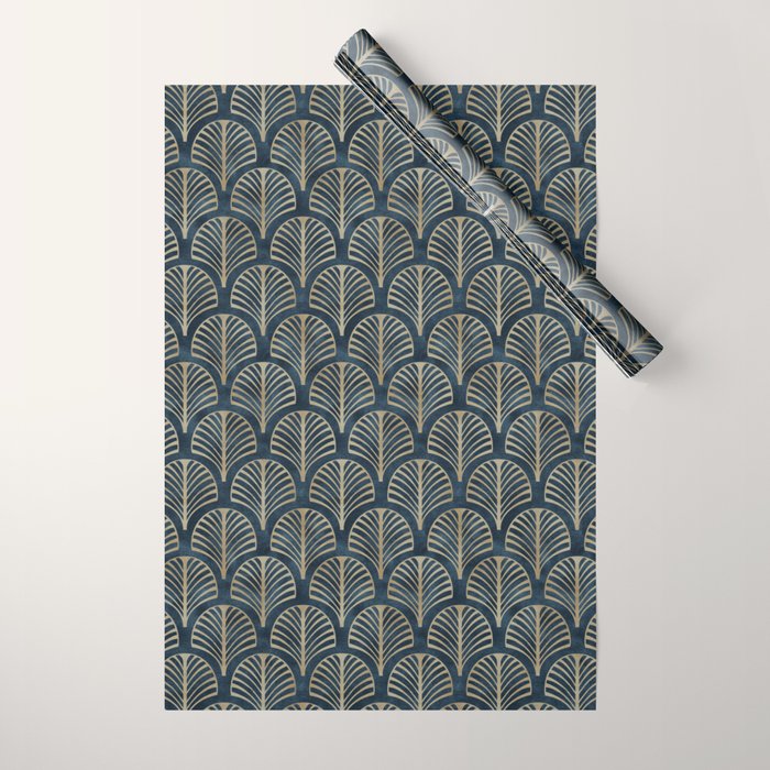 Art Deco, Decorative Fan Leaves Wrapping Paper Gallery Image 1