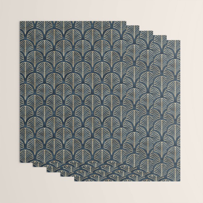 Art Deco, Decorative Fan Leaves Wrapping Paper Gallery Image 3