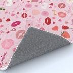 Pink valentine's Day with Kisses, Cupcakes and Roses Rug Gallery Image 4