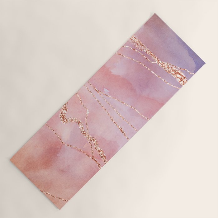 Blush and Purple Sky with Rose gold flashes Yoga Mat Gallery Image 1