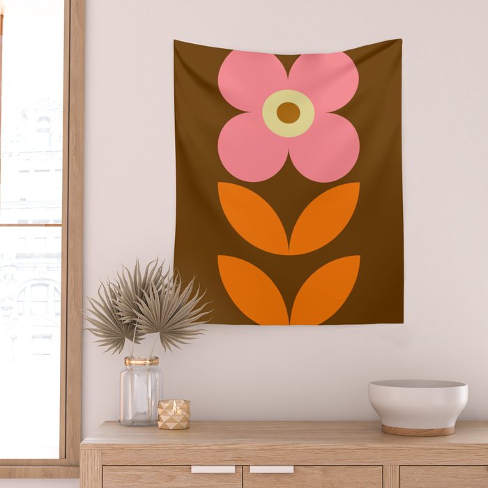 Retro Flower 10B Wall Tapestry Gallery Image 2