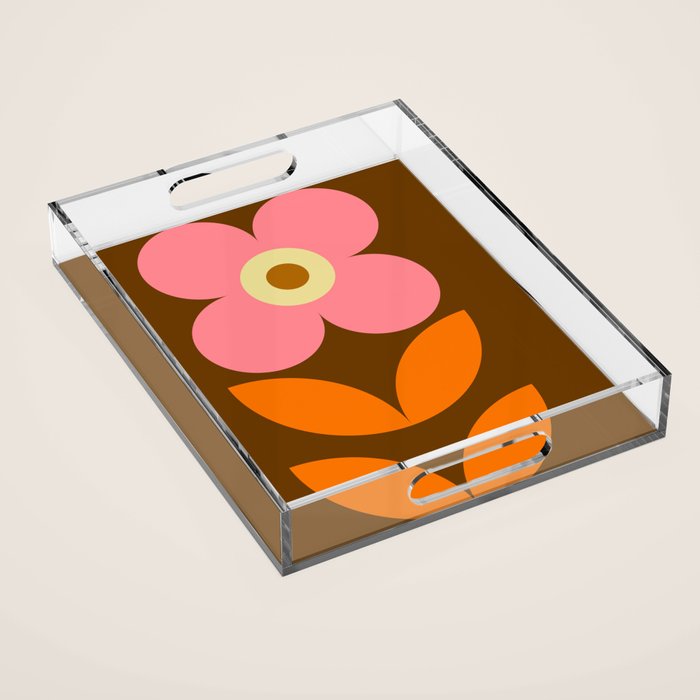 Retro Flower 10B Acrylic Tray Gallery Image 1