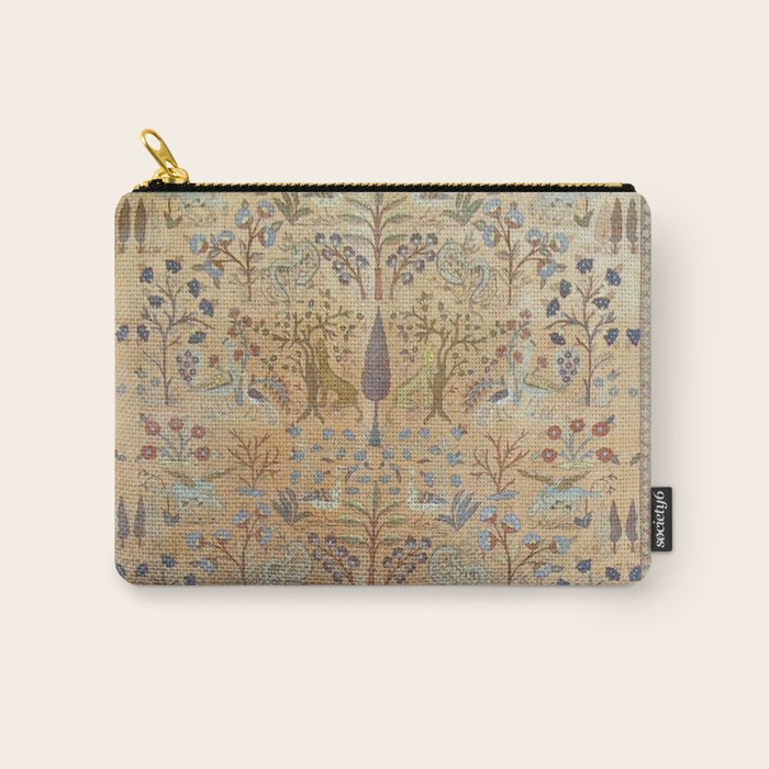 Antique Golden Animal Forest Persian Tabriz Rug Print Carry All Pouch Gallery Image 1