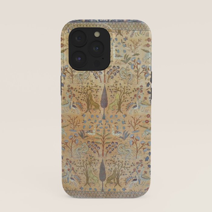 Antique Golden Animal Forest Persian Tabriz Rug Print iPhone Case Gallery Image 39