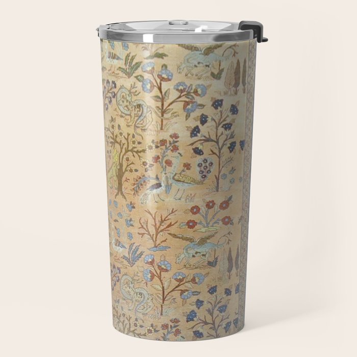 Antique Golden Animal Forest Persian Tabriz Rug Print Travel Mug Gallery Image 2