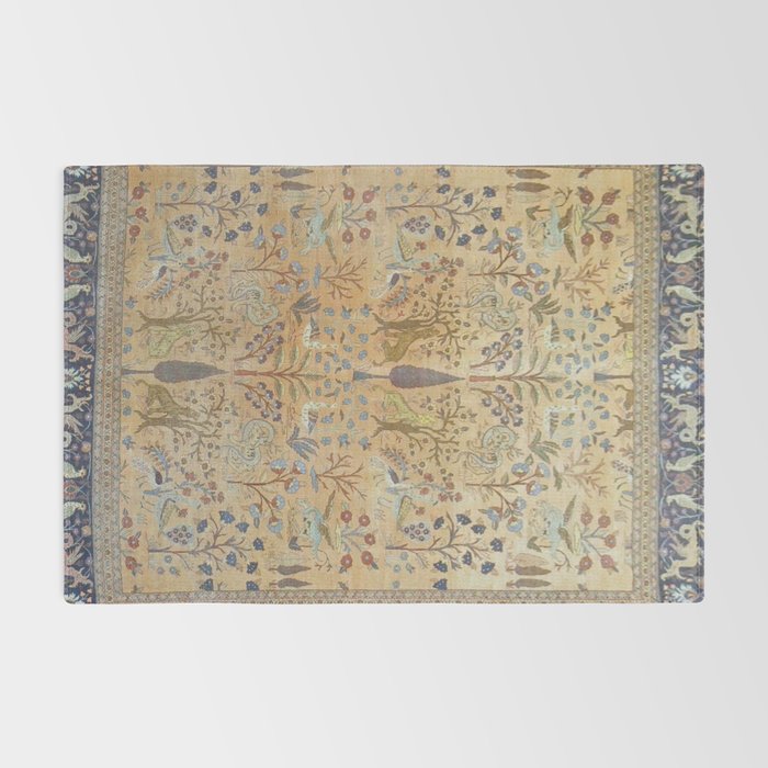 Antique Golden Animal Forest Persian Tabriz Rug Print Rug Gallery Image 2