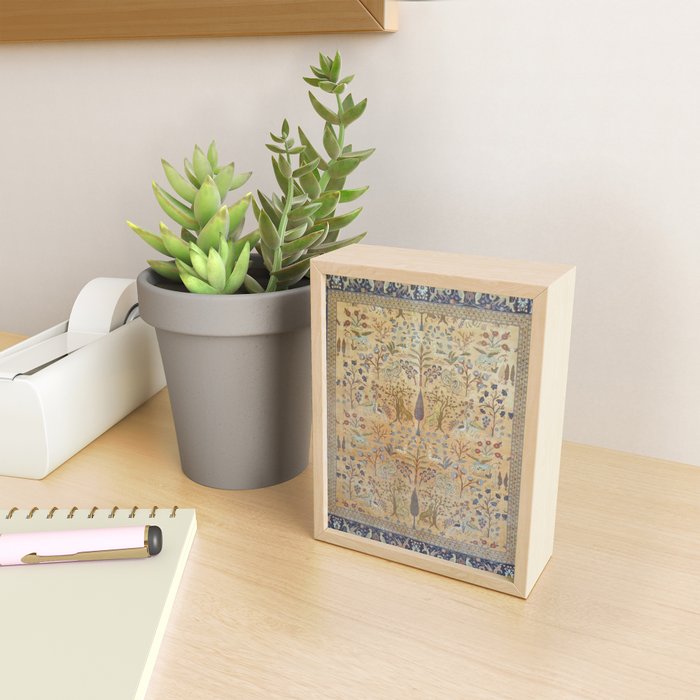 Antique Golden Animal Forest Persian Tabriz Rug Print Mini Art Print Gallery Image 2