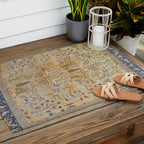 Antique Golden Animal Forest Persian Tabriz Rug Print Outdoor Rug Gallery Image 2