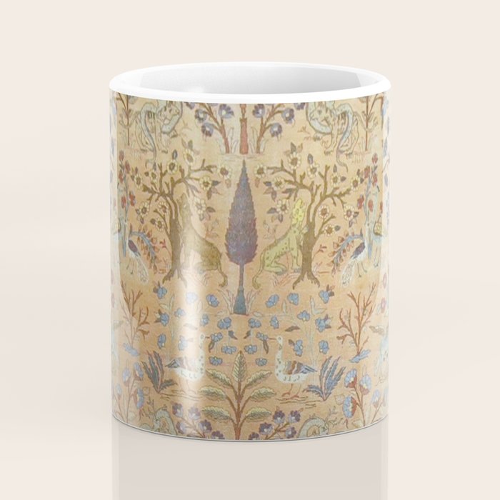 Antique Golden Animal Forest Persian Tabriz Rug Print Coffee Mug Gallery Image 4