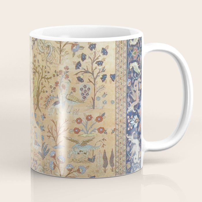 Antique Golden Animal Forest Persian Tabriz Rug Print Coffee Mug Gallery Image 1