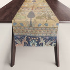 Antique Golden Animal Forest Persian Tabriz Rug Print Table Runner Gallery Image 1