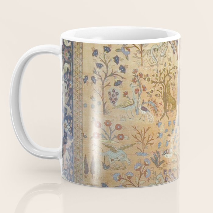 Antique Golden Animal Forest Persian Tabriz Rug Print Coffee Mug Gallery Image 3