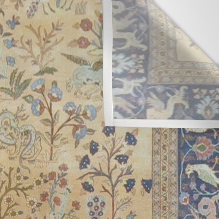 Antique Golden Animal Forest Persian Tabriz Rug Print Wall Tapestry Gallery Image 3