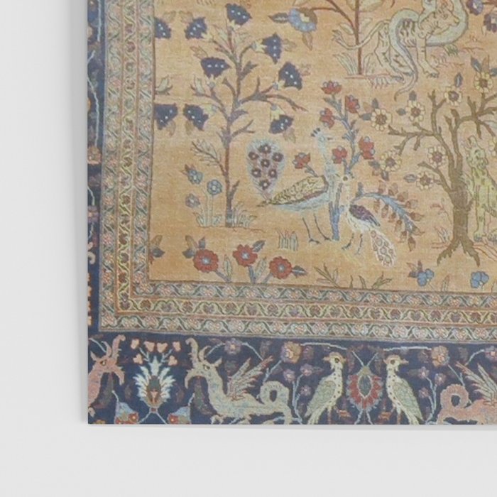 Antique Golden Animal Forest Persian Tabriz Rug Print Poster Gallery Image 3