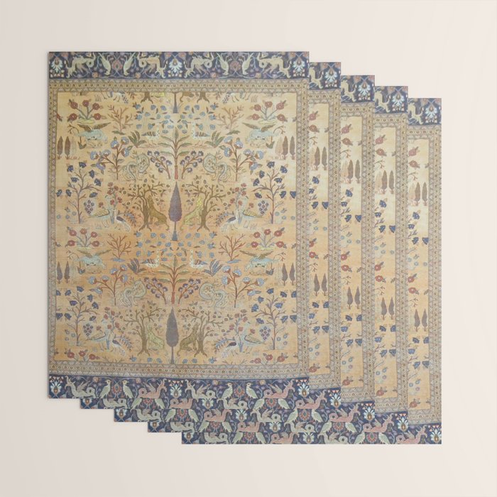 Antique Golden Animal Forest Persian Tabriz Rug Print Wrapping Paper Gallery Image 3