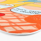 Don't Panic, It's Organic | Picnic Breakfast Travel Milk Food, Illustration Line art Drawing Minimal, Eclectic Modern Boho Painting Bath Mat Gallery Image 3