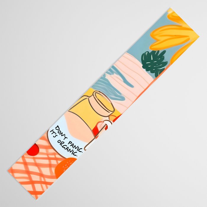 Don't Panic, It's Organic | Picnic Breakfast Travel Milk Food, Illustration Line art Drawing Minimal, Eclectic Modern Boho Painting Table Runner Gallery Image 3