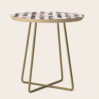 Bold pink watercolor roses floral black white stripes Side Table Gallery Image 1
