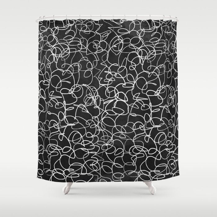 Onyx: Mid Century Abstract Art Shower Curtain Gallery Image 1