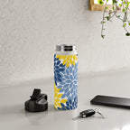 Blue Yellow Flower Burst Floral Pattern Water Bottle Gallery Image 4