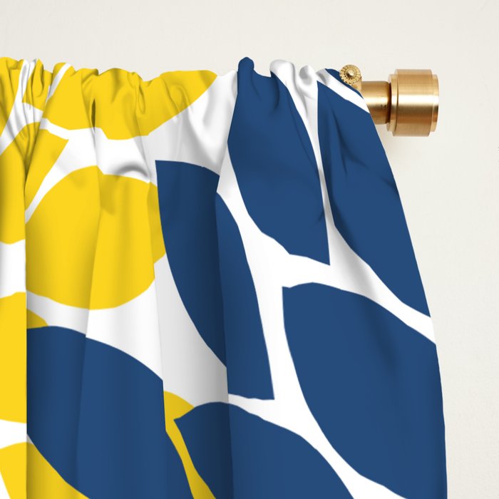 Blue Yellow Flower Burst Floral Pattern Window Curtain Gallery Image 2