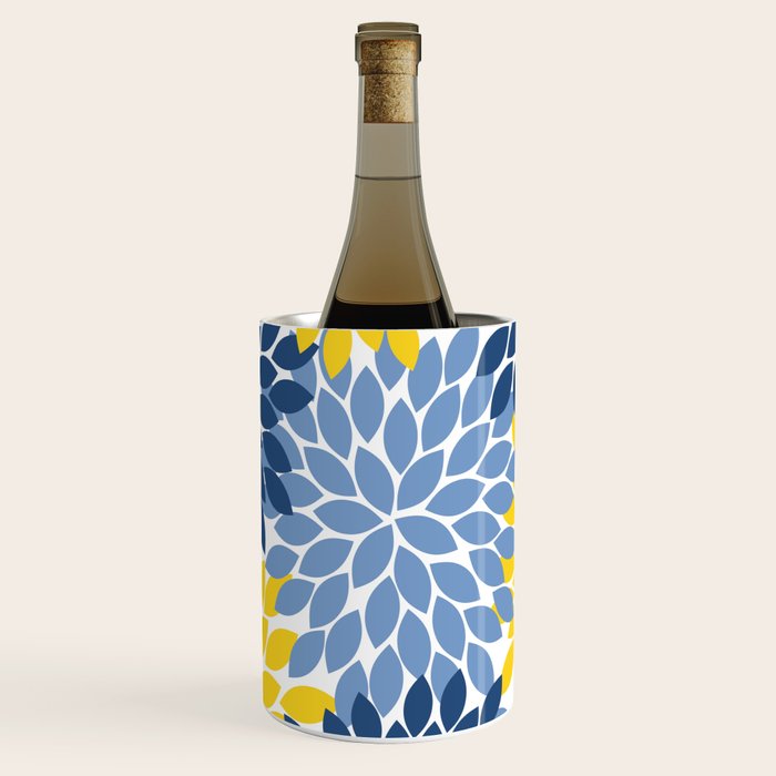 Blue Yellow Flower Burst Floral Pattern Wine Chiller Gallery Image 1