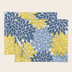 Blue Yellow Flower Burst Floral Pattern Placemat Gallery Image 1