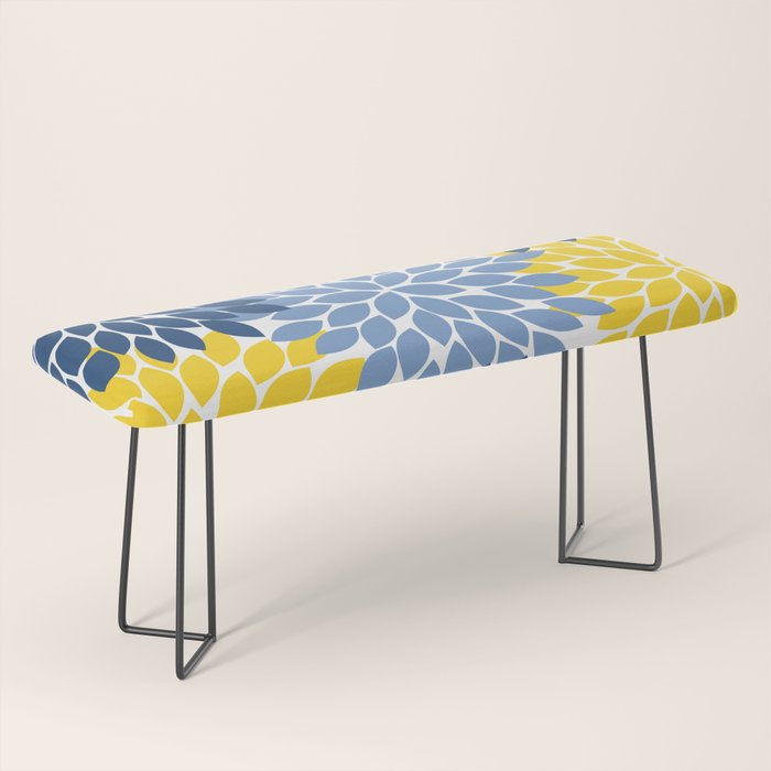 Blue Yellow Flower Burst Floral Pattern Bench Gallery Image 1