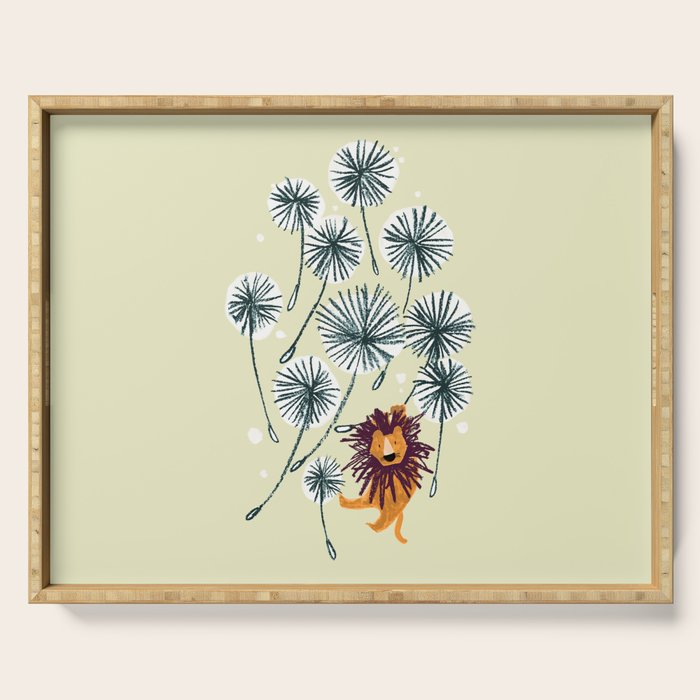 Lion on dandelion Serving Tray Gallery Image 1