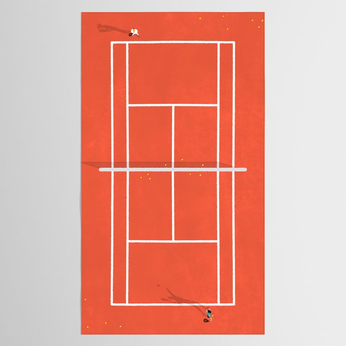 Clay Tennis Court From Above  Tablecloth Gallery Image 2
