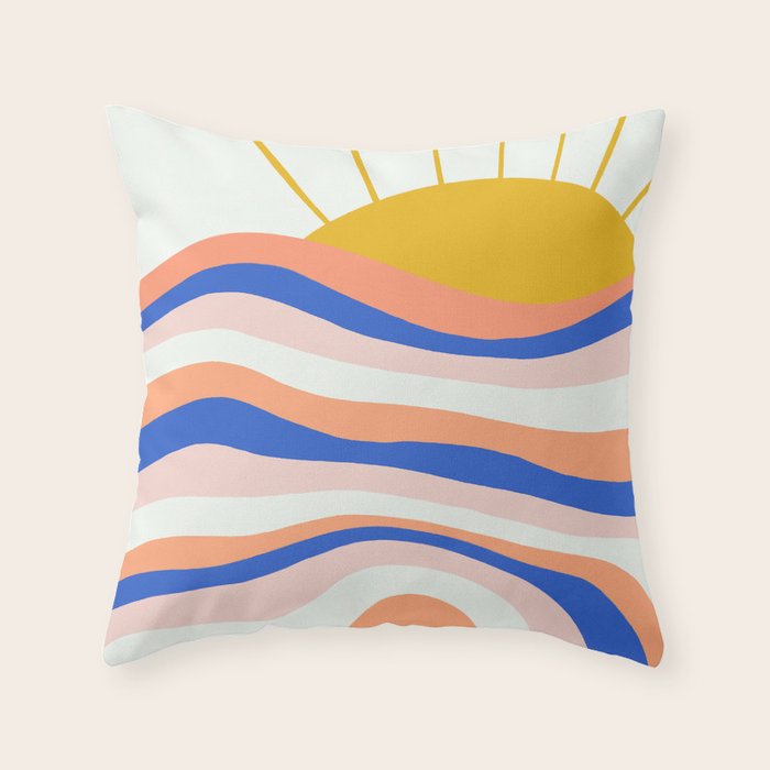 sunrise surf Throw Pillow Gallery Image 6